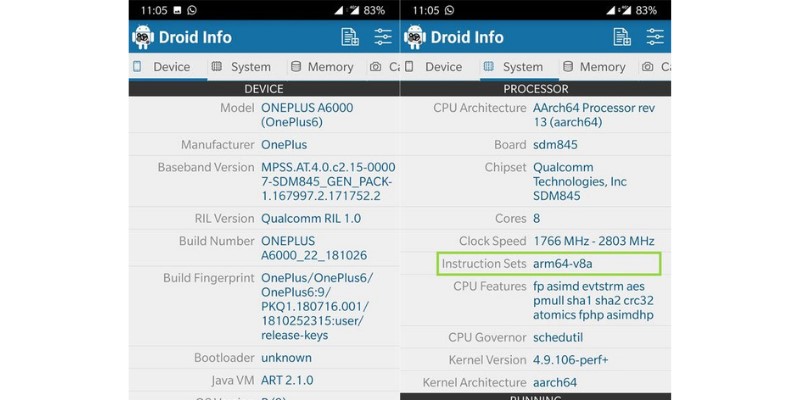 نرم افزار Droid Hardware Info در تشخیص پردازنده گوشی